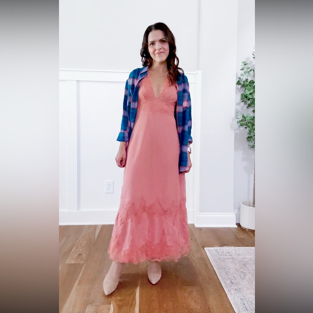 Pink Maxi Lace Dress